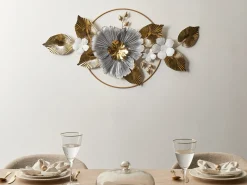 New Beliani Decorazione da parete Fiore TERBIUM Metallo 56 cm Oro Oro Argento