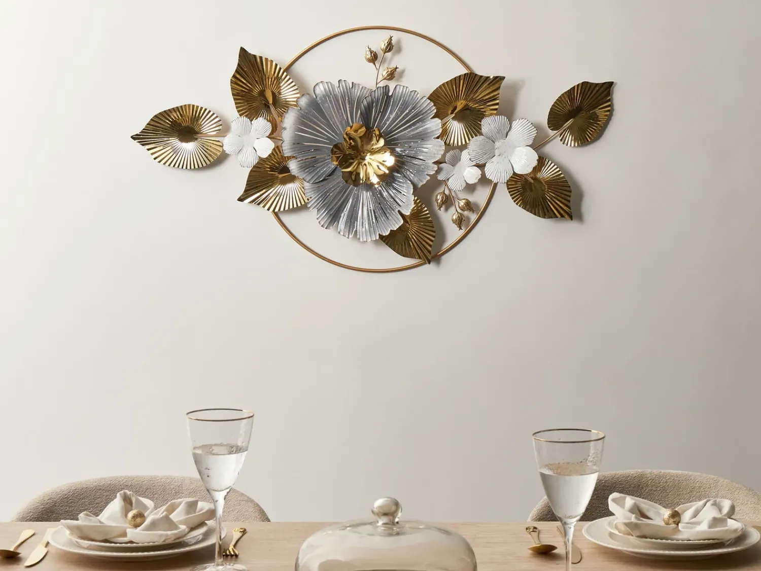 New Beliani Decorazione da parete Fiore TERBIUM Metallo 56 cm Oro Oro Argento