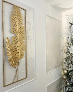 Discount Beliani Decorazione da parete Foglia PALLADIUM Metallo 90 cm Oro