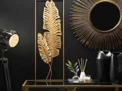 Discount Beliani Decorazione da parete Foglia PALLADIUM Metallo 90 cm Oro