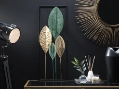 Discount Beliani Decorazione da parete Foglia PLATINUM Metallo 75 cm Multicolore Oro Nero Verde