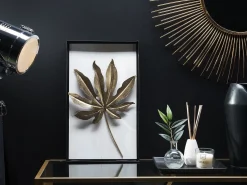 Discount Beliani Decorazione da parete Foglia CURIUM Metallo 50 cm Multicolore Bianco Oro Nero
