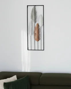 Clearance Beliani Decorazione da parete Foglia NIOBIUM Metallo 90 cm Argento Argento Nero Oro