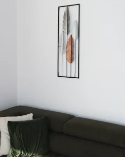 Clearance Beliani Decorazione da parete Foglia NIOBIUM Metallo 90 cm Argento Argento Nero Oro
