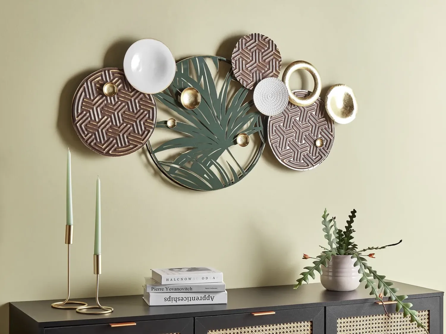 Outlet Beliani Decorazione da parete Foglia KRYPTON Metallo 58 cm Multicolore