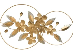 Beliani Decorazione da parete Foglia DYSPROSIUM Metallo 61 cm Oro Bianco Oro Grigio