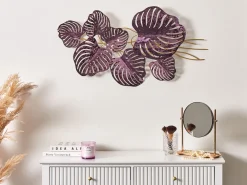 New Beliani Decorazione da parete Foglia HOLMIUM Metallo 50 cm Viola