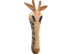 Beliani Decorazione da parete Giraffa EKPOMA Legno di mango 68 cm Marrone chiaro Marrone Nero