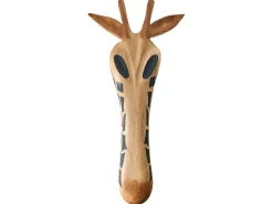 Beliani Decorazione da parete Giraffa EKPOMA Legno di mango 68 cm Marrone chiaro Marrone Nero