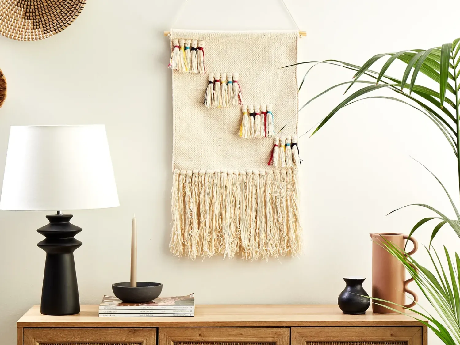 Best Beliani Decorazione da parete in tessuto BUREWALA Cotone 108 cm Beige