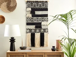 Sale Beliani Decorazione da parete in tessuto MURIDKE Cotone 145 cm Beige Beige Nero