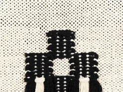 Discount Beliani Decorazione da parete in tessuto LARKANA Cotone 117 cm Beige Beige Nero