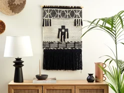 Discount Beliani Decorazione da parete in tessuto LARKANA Cotone 117 cm Beige Beige Nero