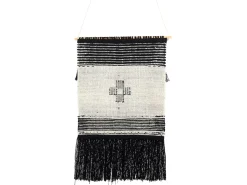 Discount Beliani Decorazione da parete in tessuto LARKANA Cotone 117 cm Beige Beige Nero