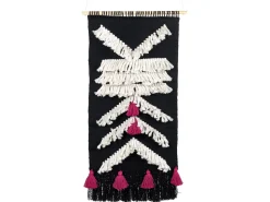 Beliani Decorazione da parete in tessuto PAKPATTAN Cotone 123 cm Nero Bianco Nero Rosa