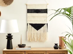 Best Beliani Decorazione da parete in tessuto DASKA Cotone 107 cm Beige Beige Nero