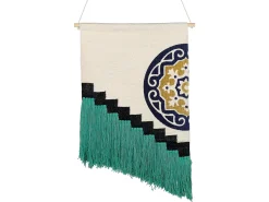 Discount Beliani Decorazione da parete in tessuto NOWSHERA Cotone 110 cm Multicolore Beige Nero Multicolore Verde