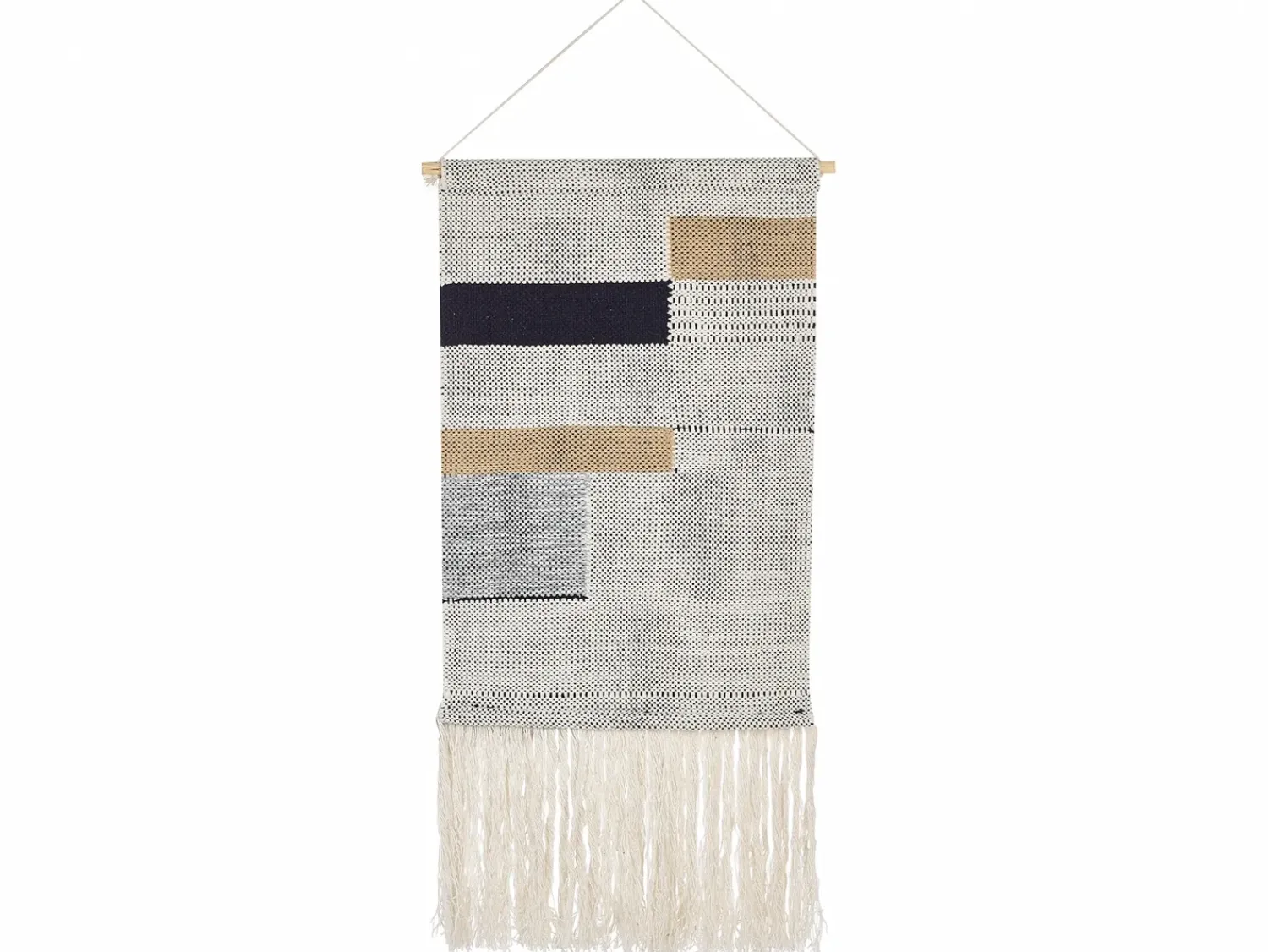 New Beliani Decorazione da parete in tessuto HANGU Cotone 114 cm Beige Beige Nero