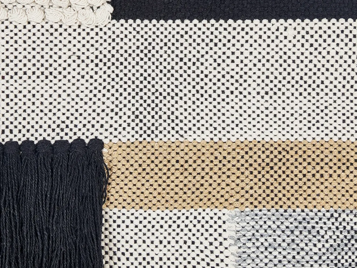 New Beliani Decorazione da parete in tessuto HANGU Cotone 114 cm Beige Beige Nero