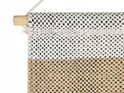 New Beliani Decorazione da parete in tessuto HANGU Cotone 114 cm Beige Beige Nero