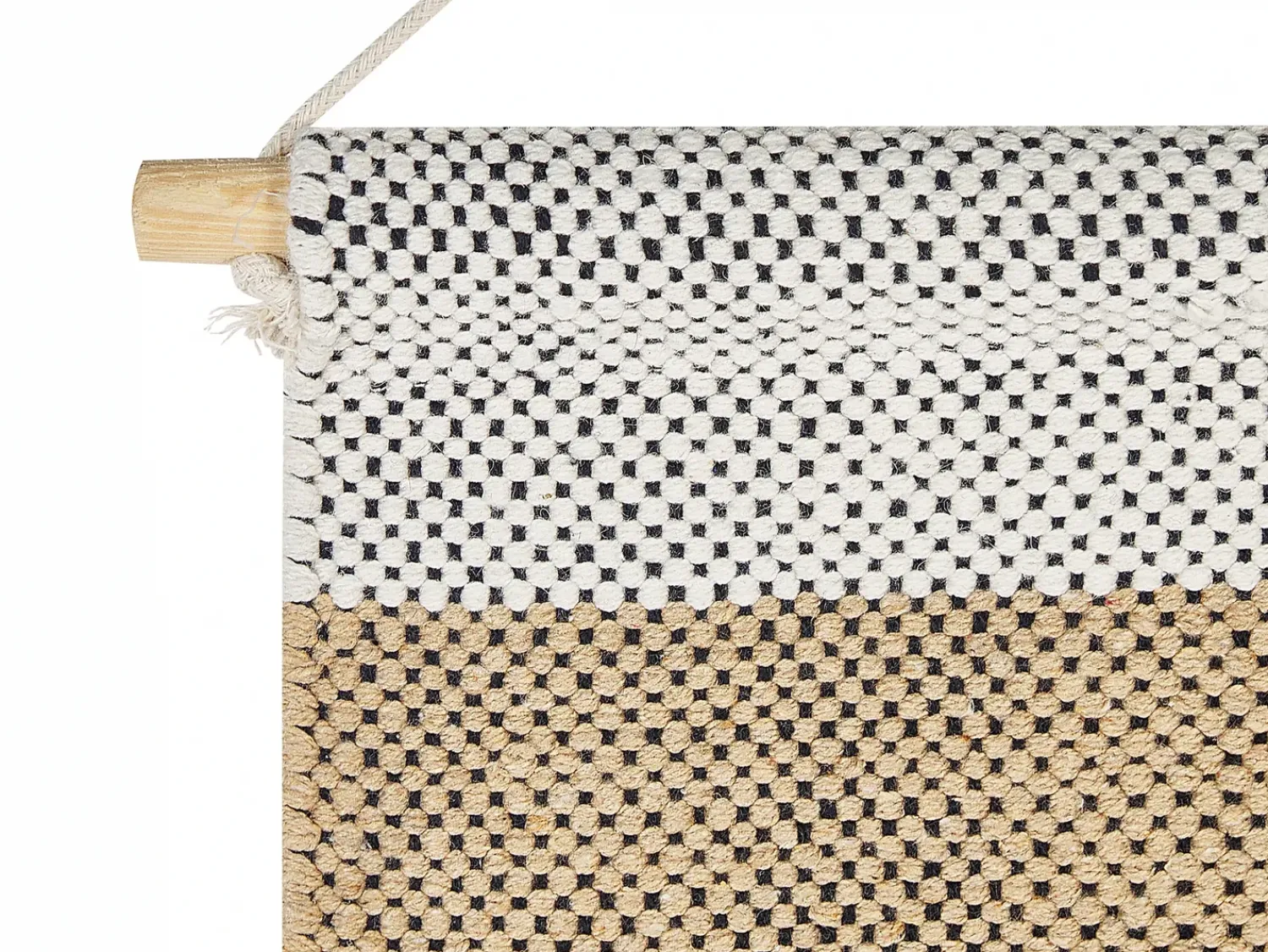 New Beliani Decorazione da parete in tessuto HANGU Cotone 114 cm Beige Beige Nero