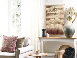 Discount Beliani Decorazione da parete in tessuto SABO Cotone 75 cm Beige Beige Oro Rosso