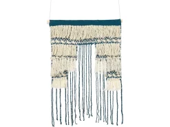 Beliani Decorazione da parete in tessuto NADRA Cotone 77 cm Beige chiaro Naturale Blu