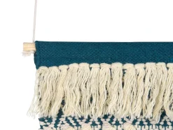 Beliani Decorazione da parete in tessuto NADRA Cotone 77 cm Beige chiaro Naturale Blu