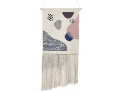 New Beliani Decorazione da parete in tessuto KASUR Cotone 90 cm Multicolore Beige Blu Rosa
