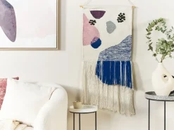 New Beliani Decorazione da parete in tessuto KASUR Cotone 90 cm Multicolore Beige Blu Rosa