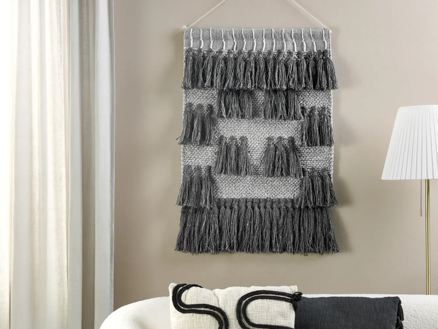 Hot Beliani Decorazione da parete in tessuto JIWA Cotone 106 cm Grigio