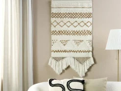 Online Beliani Decorazione da parete in tessuto BAZDAN Cotone 107 cm Beige Beige Marrone