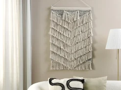 Best Beliani Decorazione da parete in tessuto KOTRA Cotone 106 cm Beige Beige Grigio