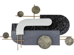 Beliani Decorazione da parete LUTETIUM Metallo 55 cm Nero Bianco Grigio Oro Nero