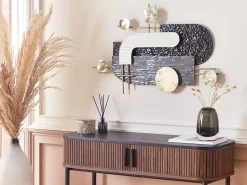 Beliani Decorazione da parete LUTETIUM Metallo 55 cm Nero Bianco Grigio Oro Nero