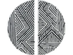 Hot Beliani Decorazione da parete MANDAU Vetro 76 cm Nero Bianco Nero