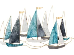 Clearance Beliani Decorazione da parete Nave BOHRIUM Metallo 50 cm Blu Bianco Blu Nero Oro