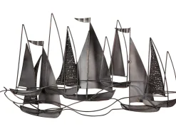 Clearance Beliani Decorazione da parete Nave BOHRIUM Metallo 50 cm Blu Bianco Blu Nero Oro