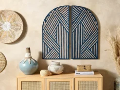 Hot Beliani Decorazione da parete OGAN 80 cm Nero Beige Blu