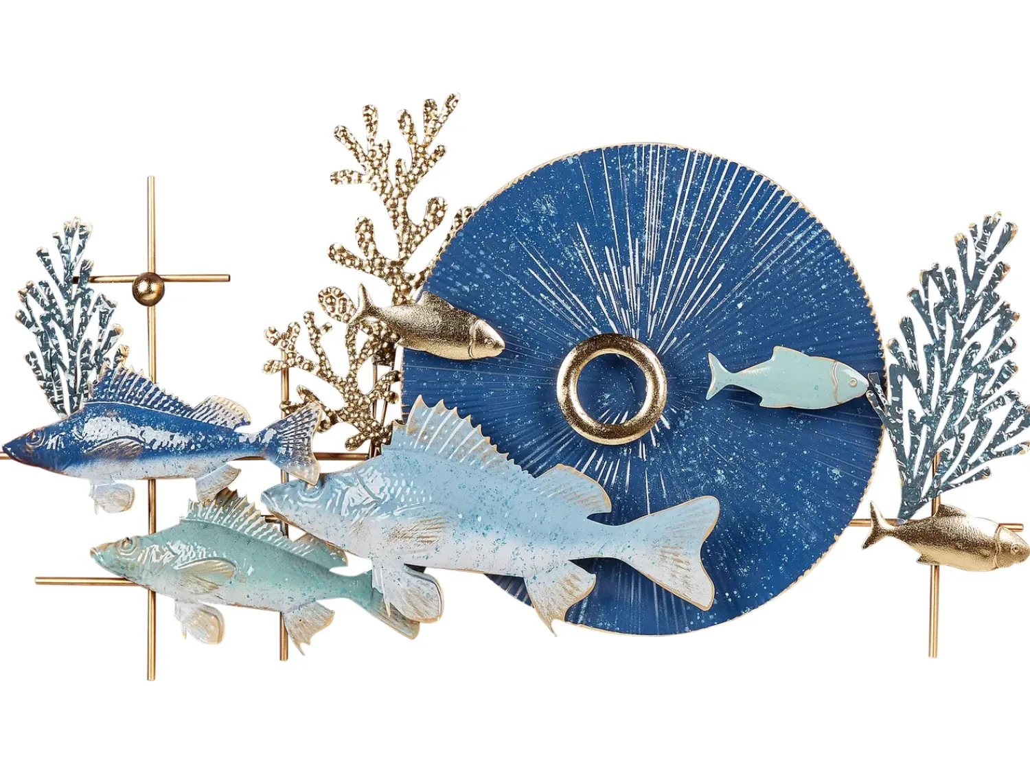 Sale Beliani Decorazione da parete Pesce BARIUM Metallo 48 cm Blu Blu Oro