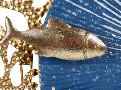 Sale Beliani Decorazione da parete Pesce BARIUM Metallo 48 cm Blu Blu Oro