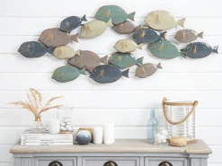 Discount Beliani Decorazione da parete Pesce FERMIUM Metallo 47 cm Multicolore Beige Rosa Blu Verde