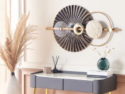 Hot Beliani Decorazione da parete RUTHENIUM Metallo 59 cm Nero Bianco Oro Nero