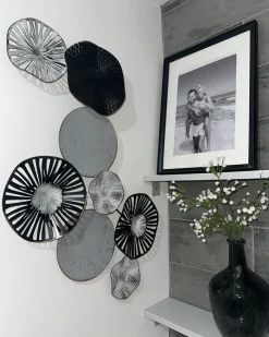 New Beliani Decorazione da parete TENNESSINE Metallo 49 cm Nero Grigio Nero