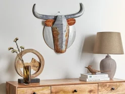 Clearance Beliani Decorazione da parete Toro ERBIUM Metallo 41 cm Grigio Grigio Rame