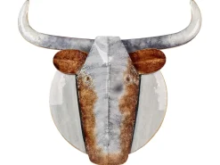 Clearance Beliani Decorazione da parete Toro ERBIUM Metallo 41 cm Grigio Grigio Rame