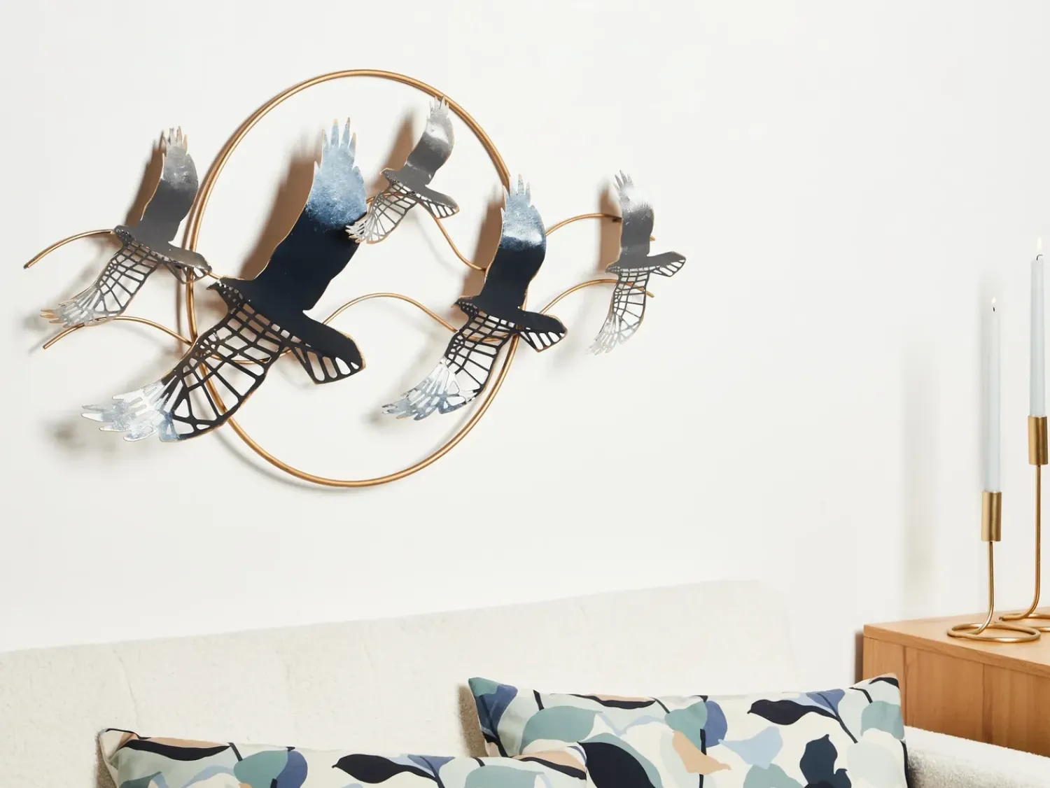 Clearance Beliani Decorazione da parete Uccello TELLURIUM Metallo 50 cm Oro Grigio Oro Blu Nero