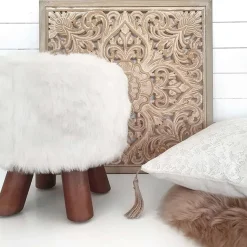 Hot Beliani Decorazione da parete YONORA 60 cm Bianco Bianco Marrone