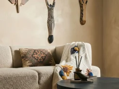 New Beliani Decorazione da parete Zebra GBOKO Legno di mango 80 cm Nero/Bianco Bianco Nero