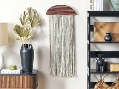 New Beliani Decorazione da parete ZIKIRIA Legno di pioppo 92 cm Marrone scuro Bianco Marrone Nero